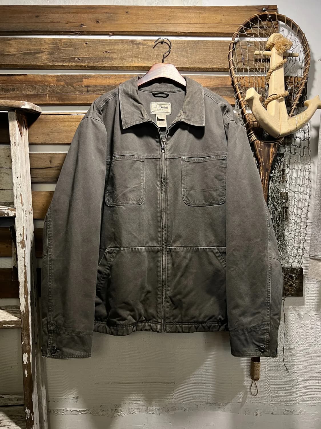 [2XL]엘엘빈 USA 체크 라이닝 차콜그레이 캔버스 워크 자켓 상품이미지1