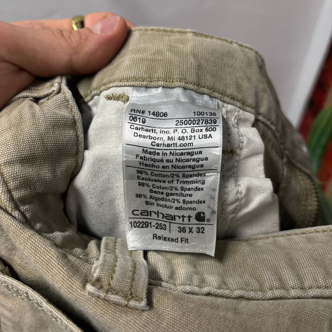 칼하트 릴렉스핏 스패너포켓 코튼캔버스 워크팬츠 N566 상품이미지9