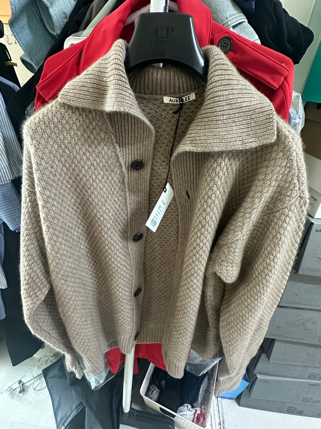 [4] 오라리 베이비 캐시미어 니트 가디건 내추럴 브라운 상품이미지6