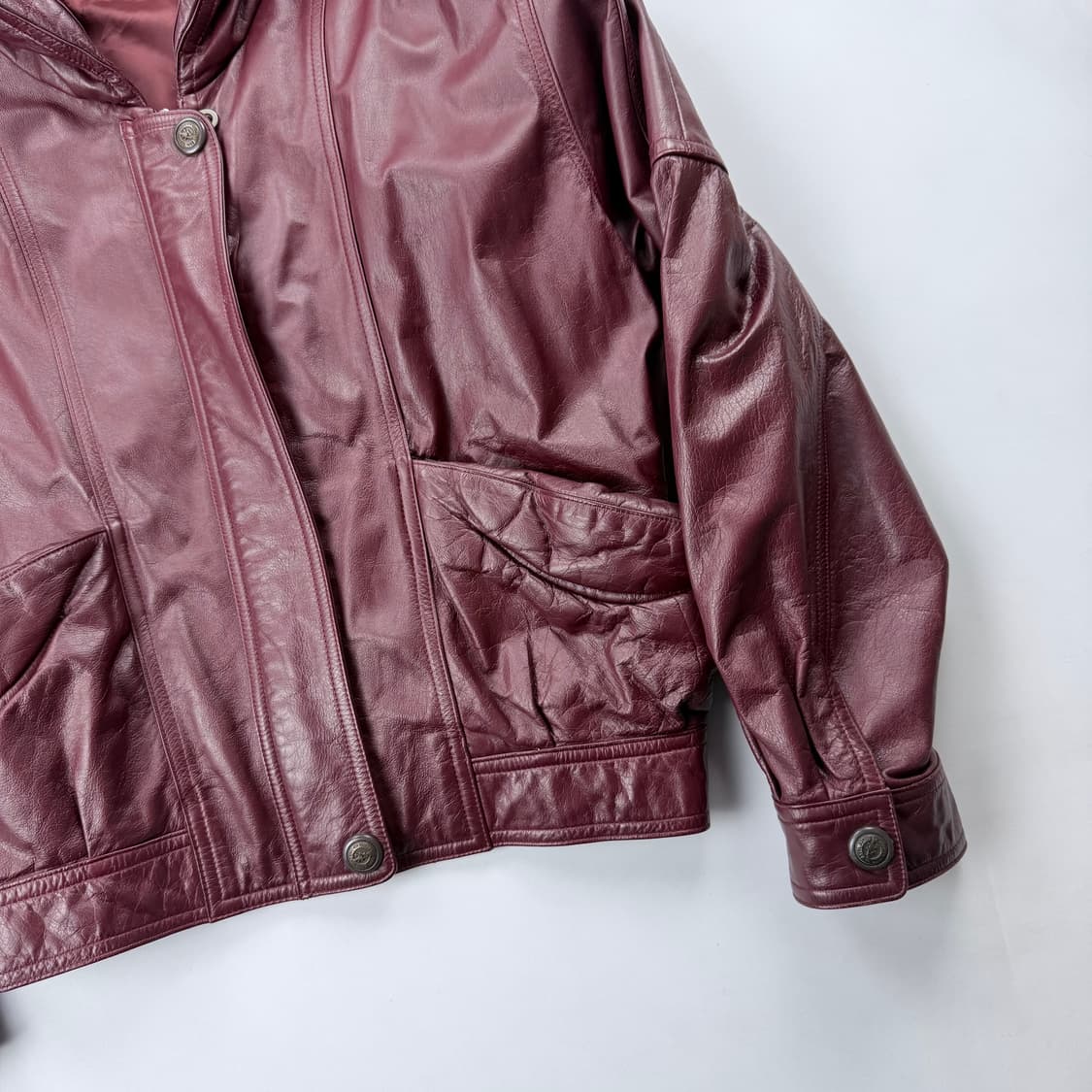 Space Armani 레더 봄버 자켓 버건디 상품이미지4