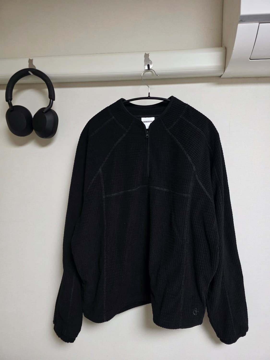 노매뉴얼 헤비 와플 하프 집업 블랙 M 상품이미지1