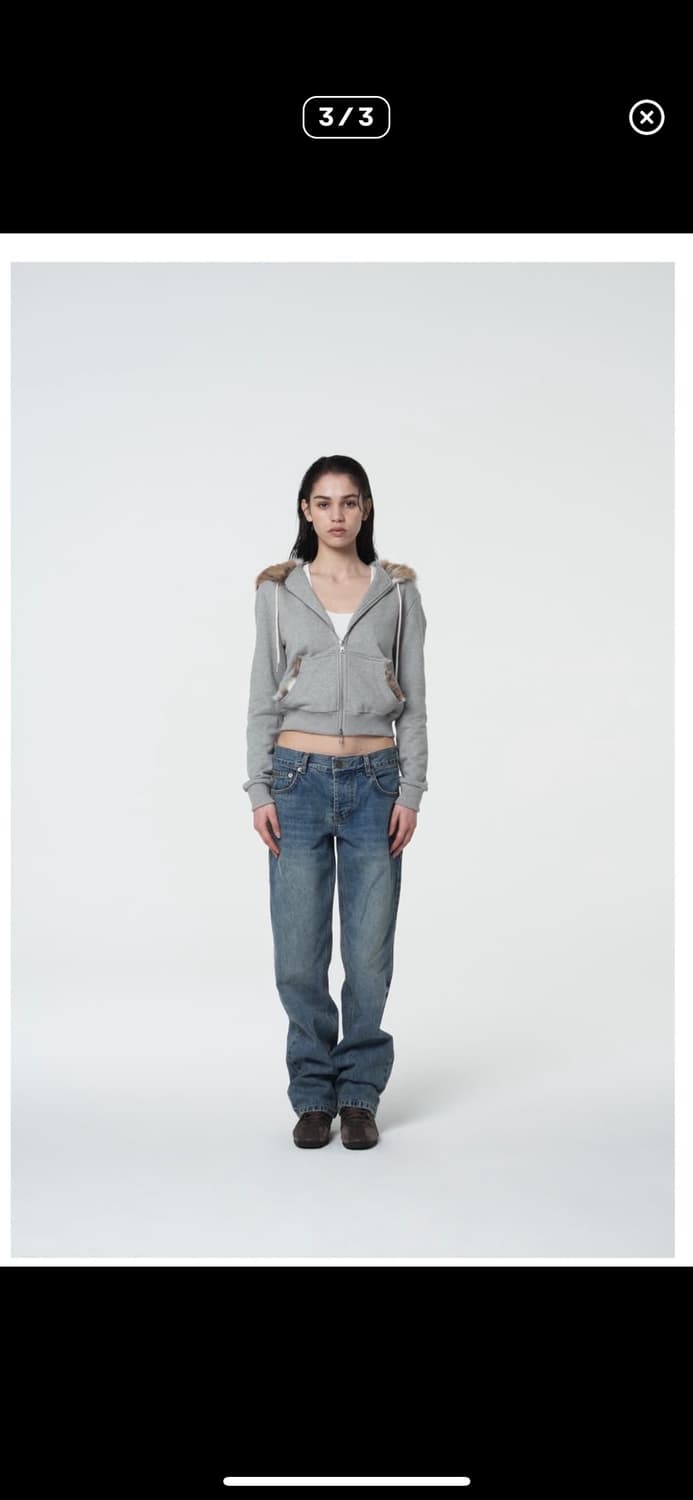 Settle for moon 후드집업 그레이 상품이미지4