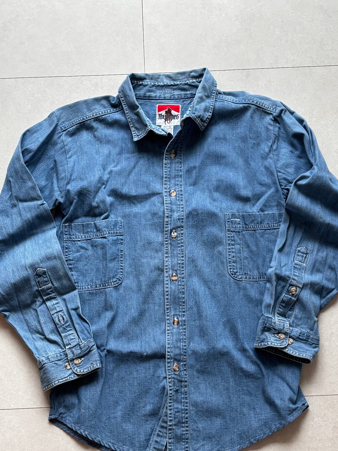 90s Vintage Marlboro Denim Shirts XL 상품이미지2