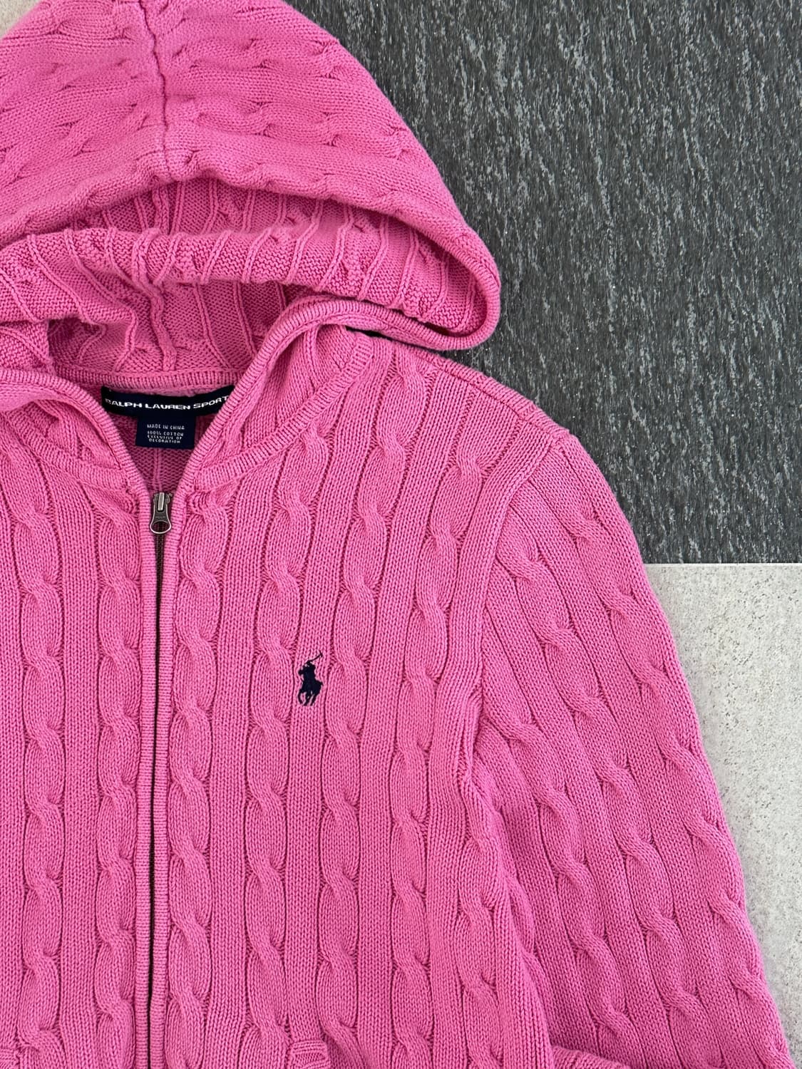랄프로렌 스포츠 핑크 케이블 니트 후드집업 상품이미지7
