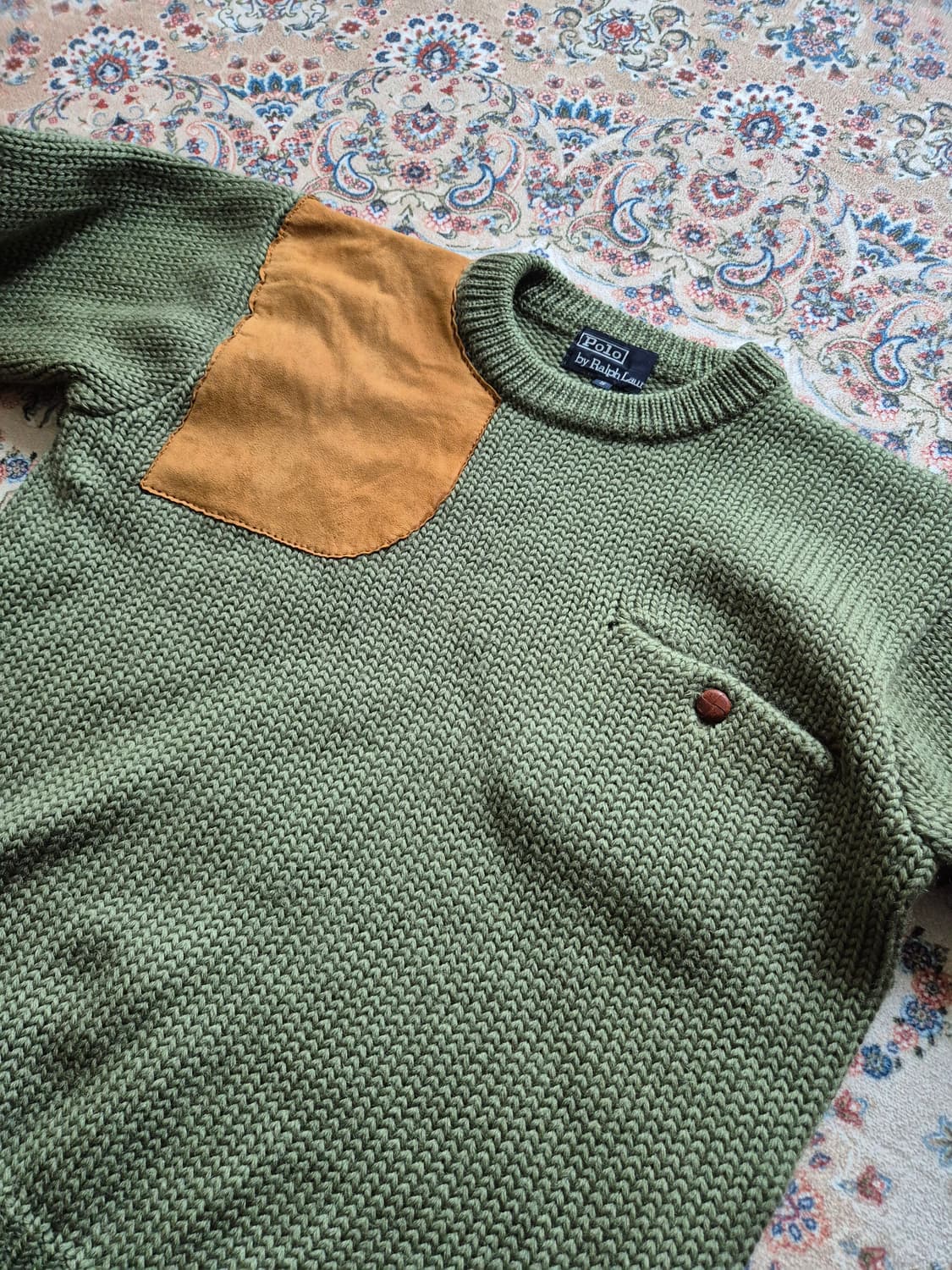 90s 폴로 스웨이드 패치 니트 상품이미지2