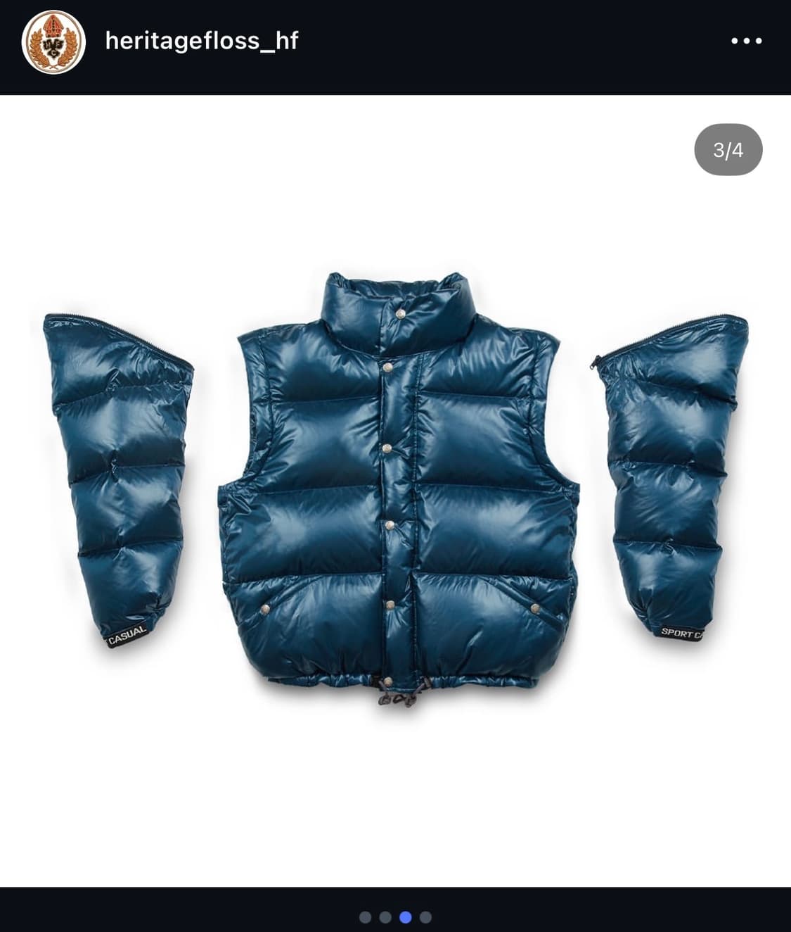 헤리티지플로스 패딩 블루 L 상품이미지3