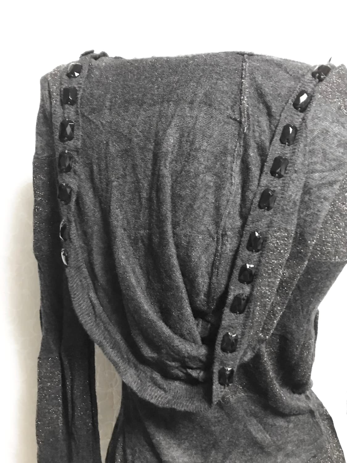 빈티지 vkei 펑크 스터드 글리터 니트 후드 롱슬리브 탑 상품이미지5