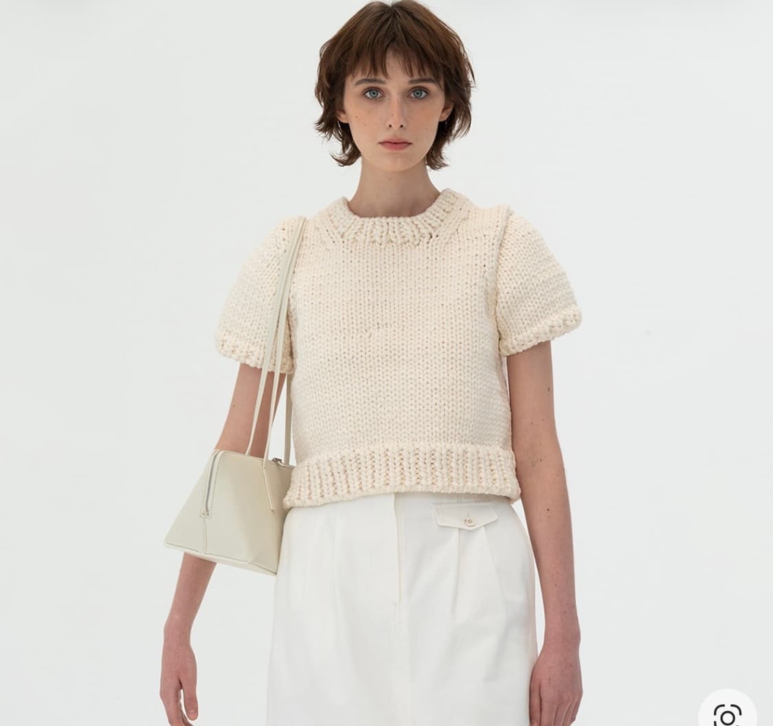 킨더살몬 핸드메이드 벌키 니트 탑 아이보리 상품이미지2