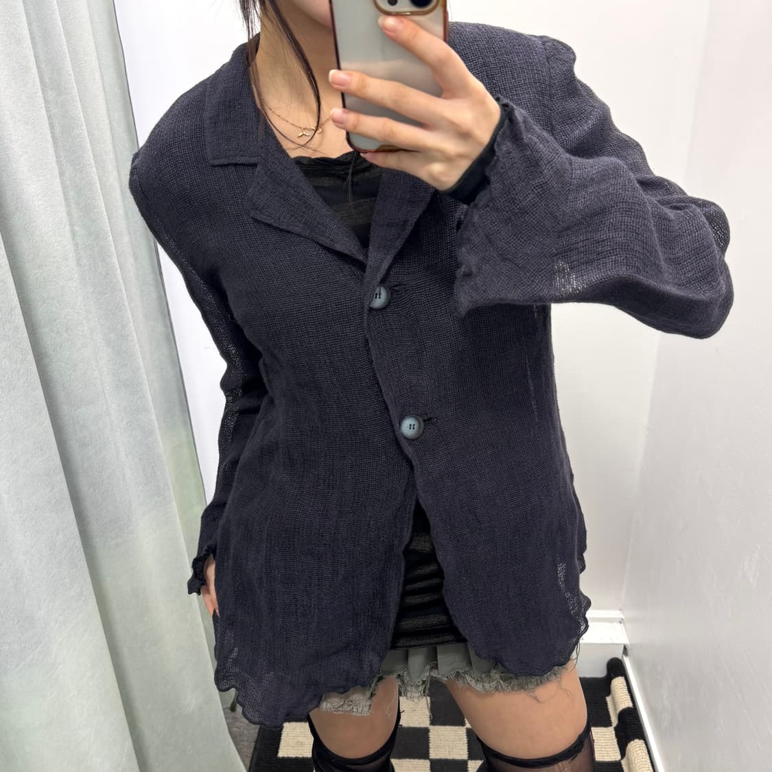 Beppe bondi 네이비 린넨 가디건 상품이미지2