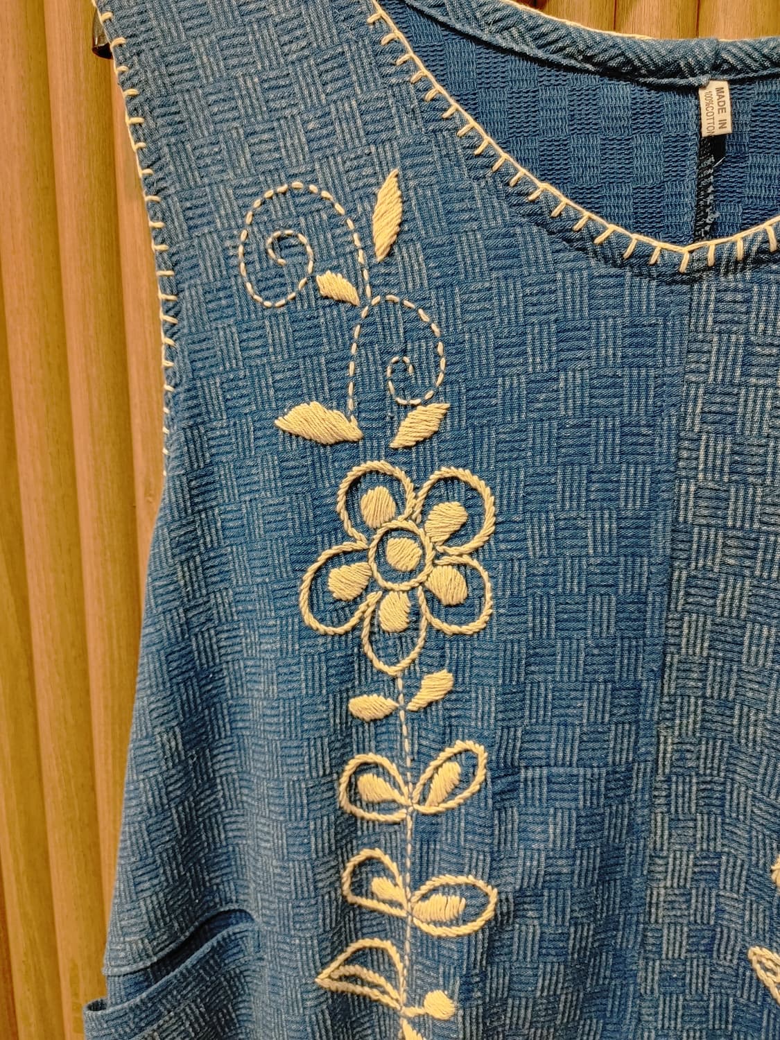 무배) 태국 핸드메이드 꽃 자수 코튼 원피스 - M 상품이미지2