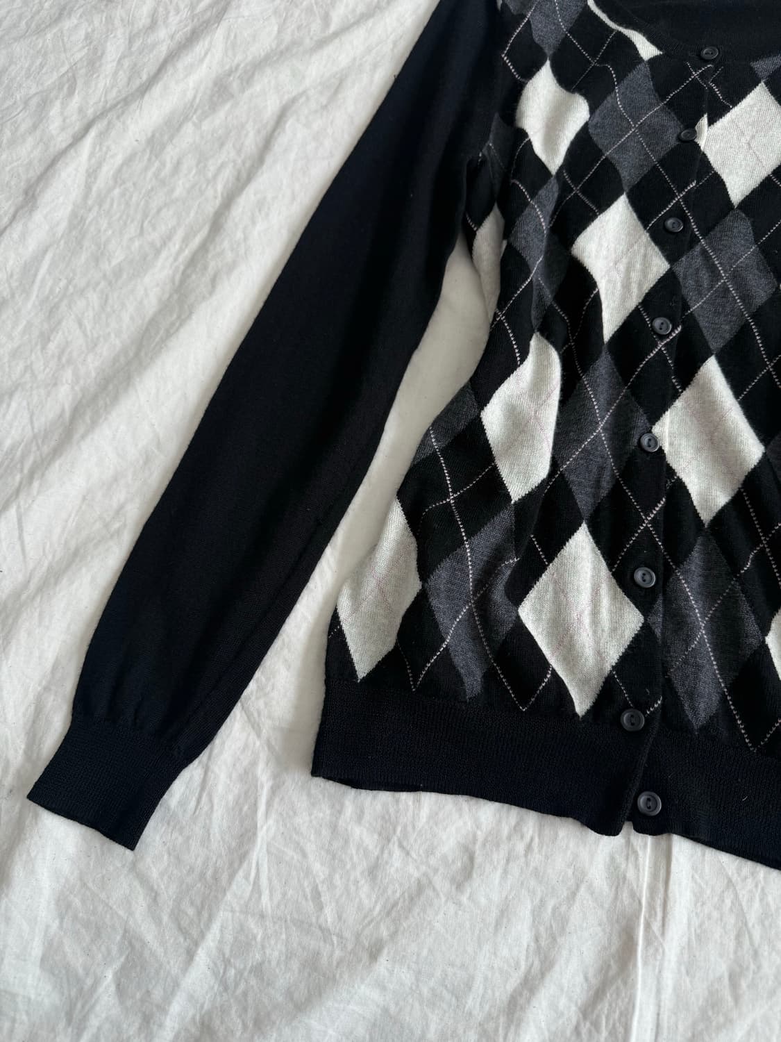 긱시크 러블리 아가일 메리나 울 가디건 상품이미지2