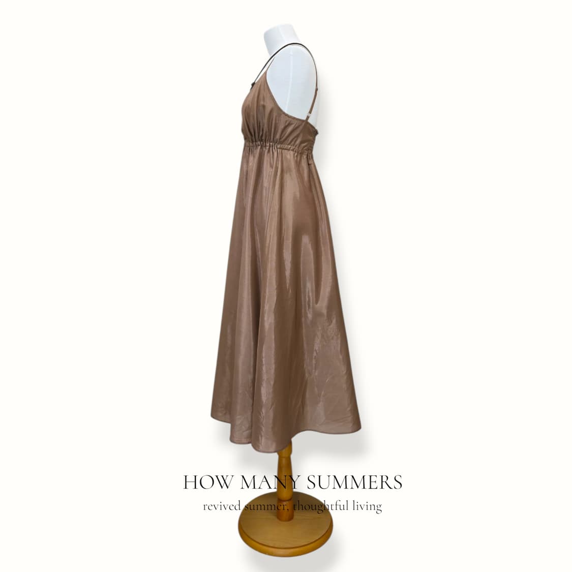 새틴 롱 원피스 M 브라운 나시 뷔스티에 브이넥 상품이미지2