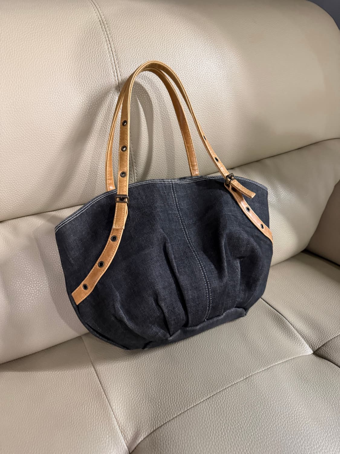 Denim pleats detail shoulder bag 상품이미지2