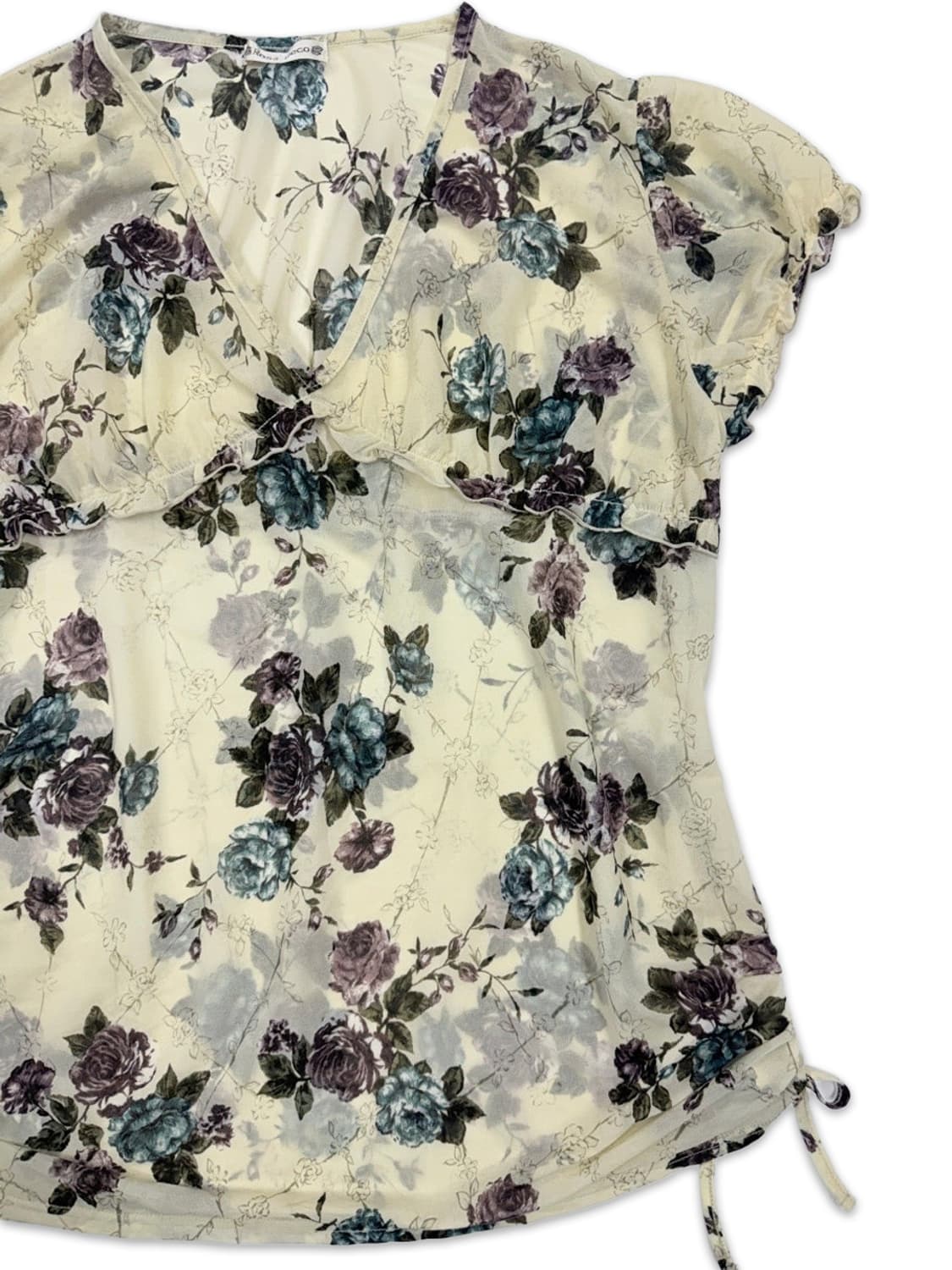 빈티지 Rosa Deco 아이보리 로즈 시스루 프릴 블라우스 상품이미지2