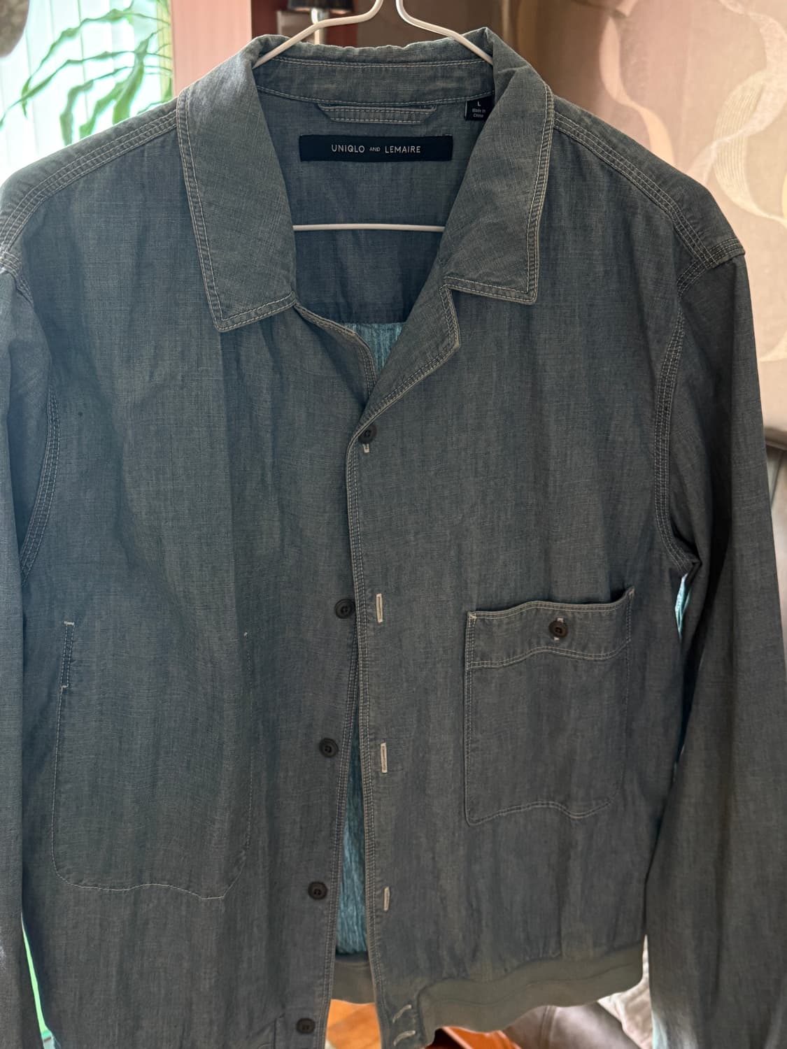 [L] 유니클로x르메르 샴브레이 블루종 자켓 상품이미지5