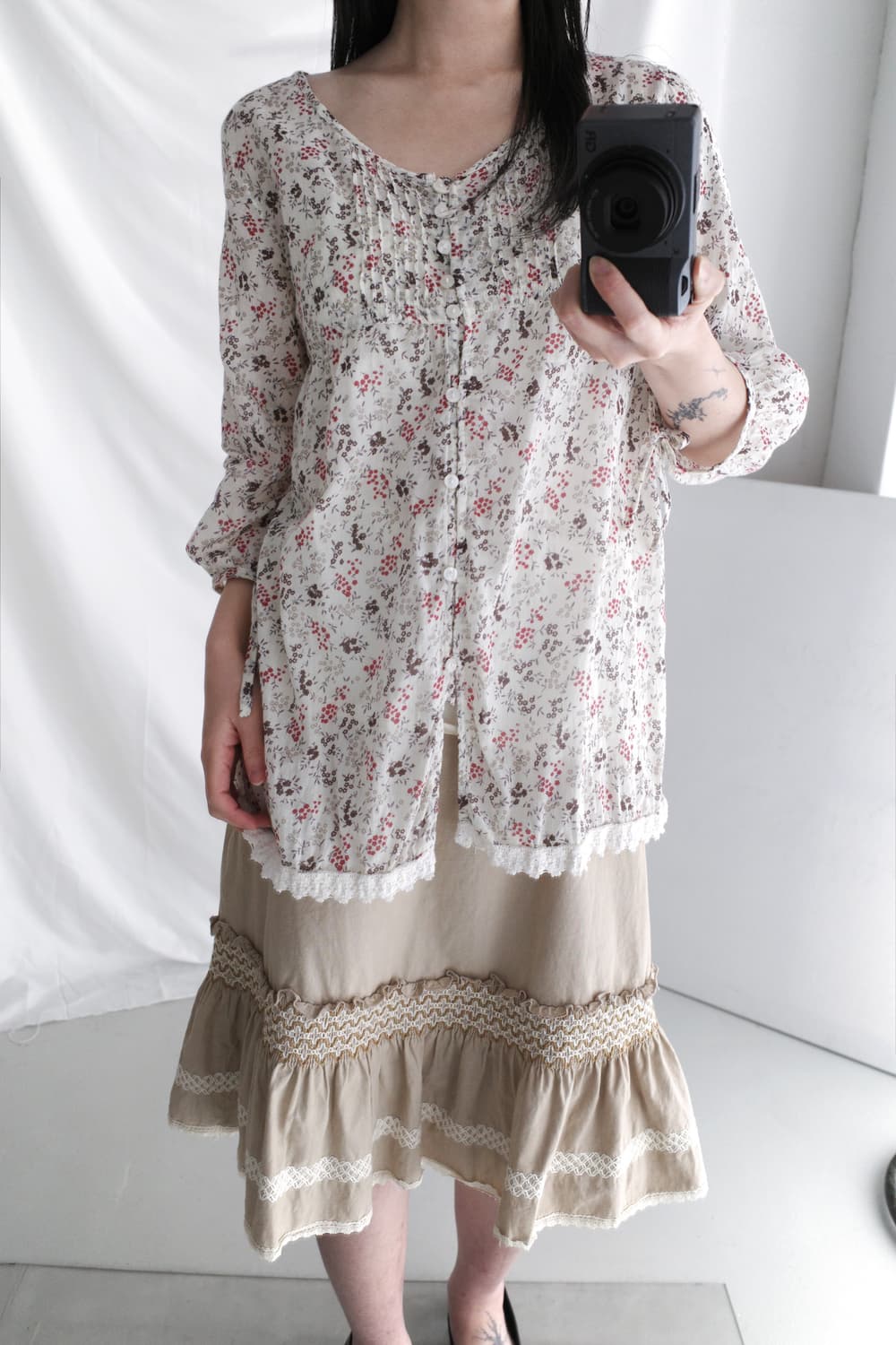 crochet shirring skirt  상품이미지5