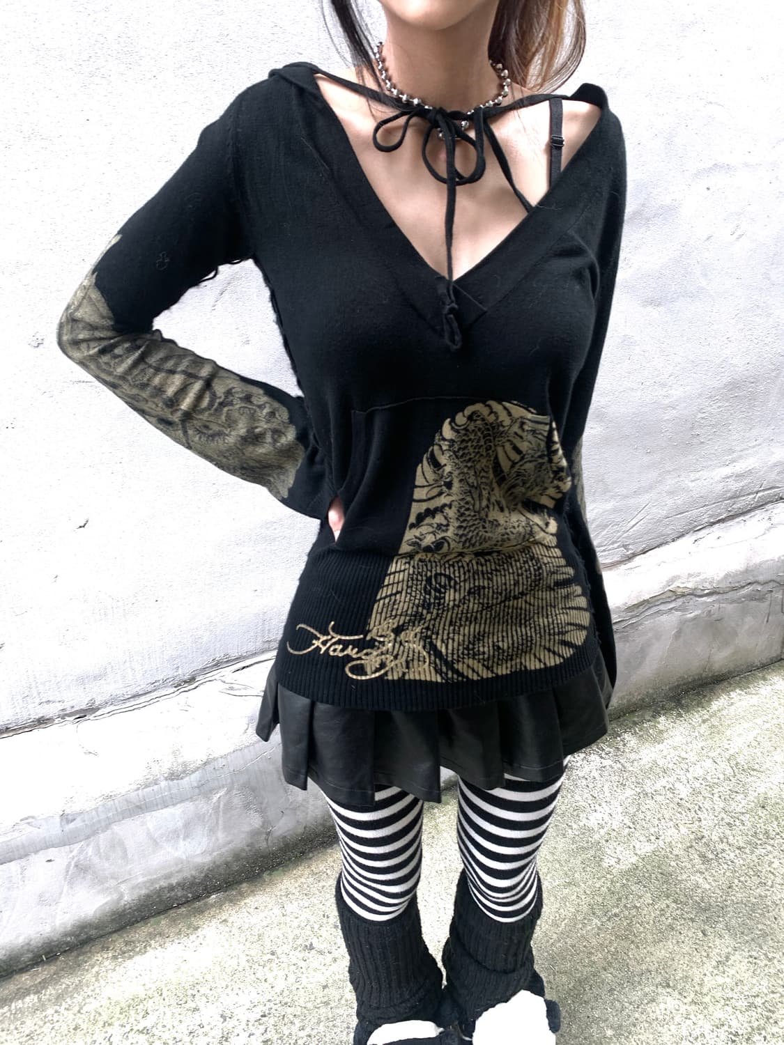 Ed Hardy oriental detail slim fit hoodie 상품이미지5
