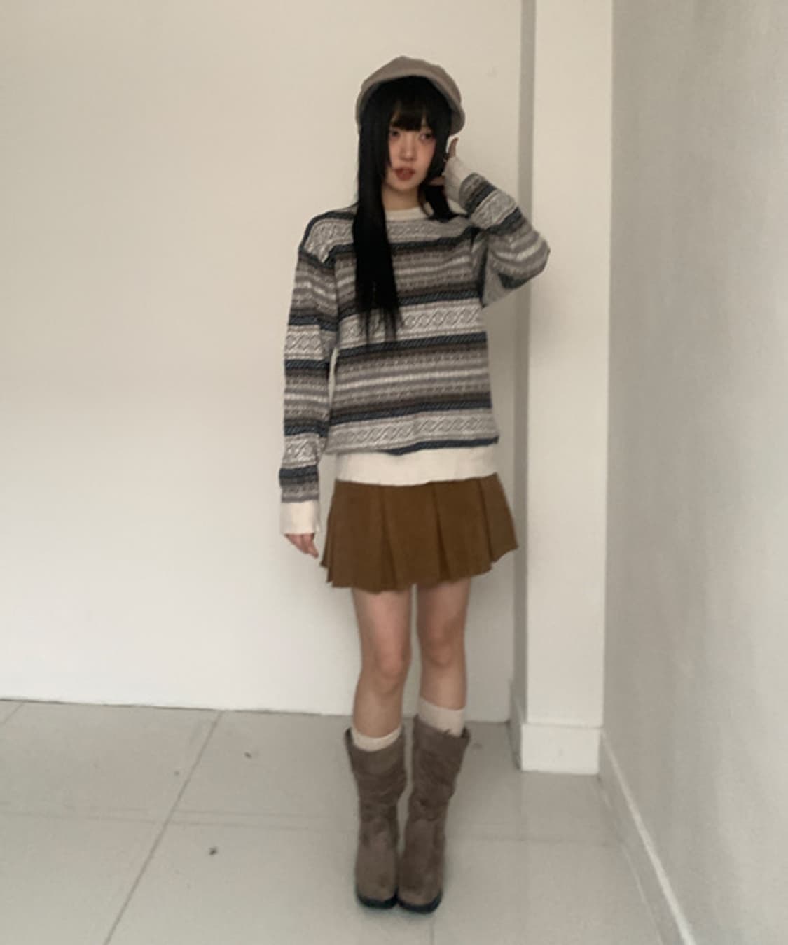 Belka Corduroy Pleats Skirt 상품이미지1