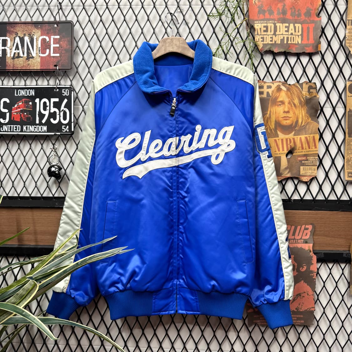 00s JPN VINTAGE 바시티 자켓 전면 빅로고 포인트 블루 상품이미지1
