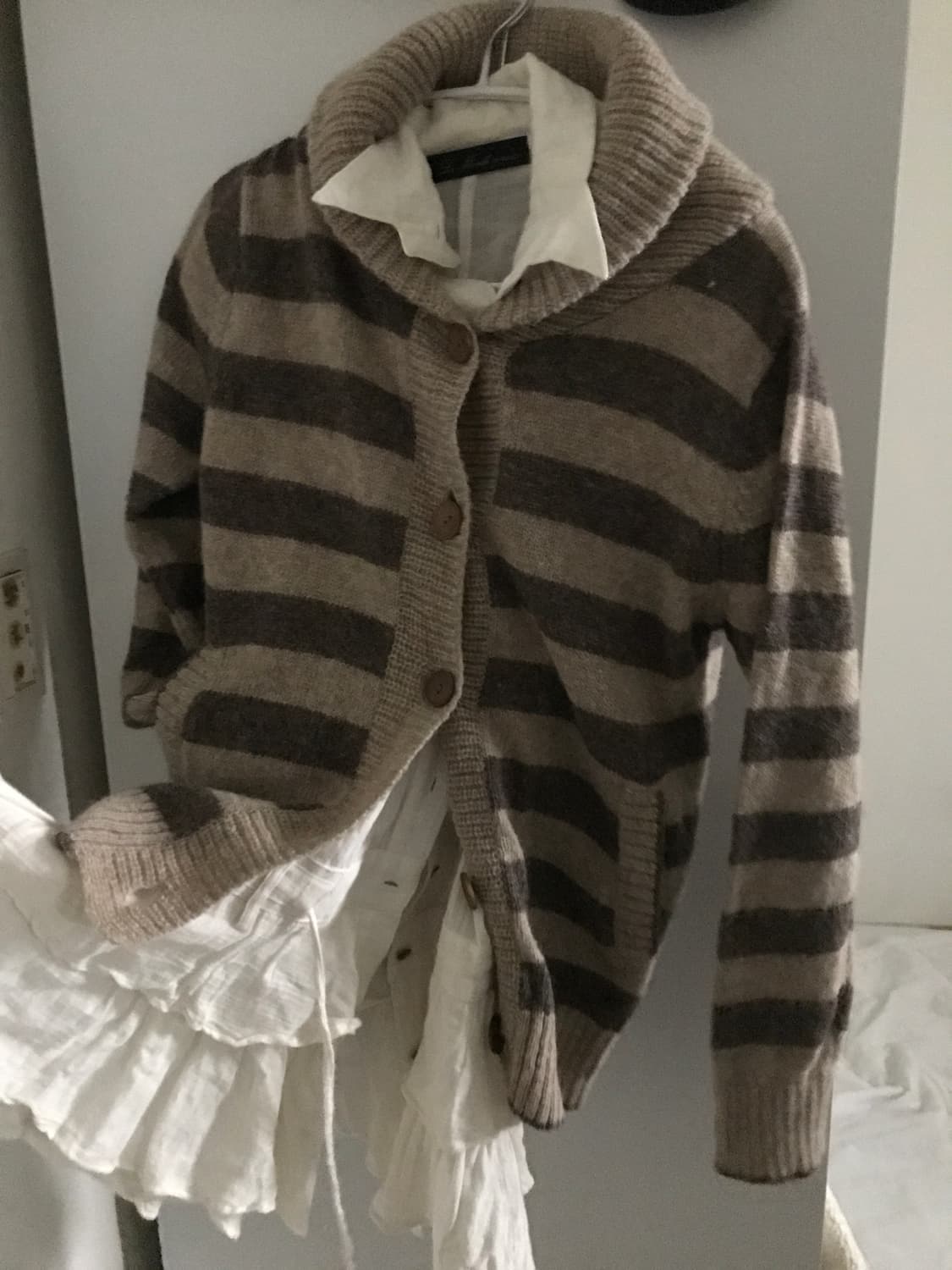 사와코깔 빈티지 스트라이프 가디건 모리걸 상품이미지1