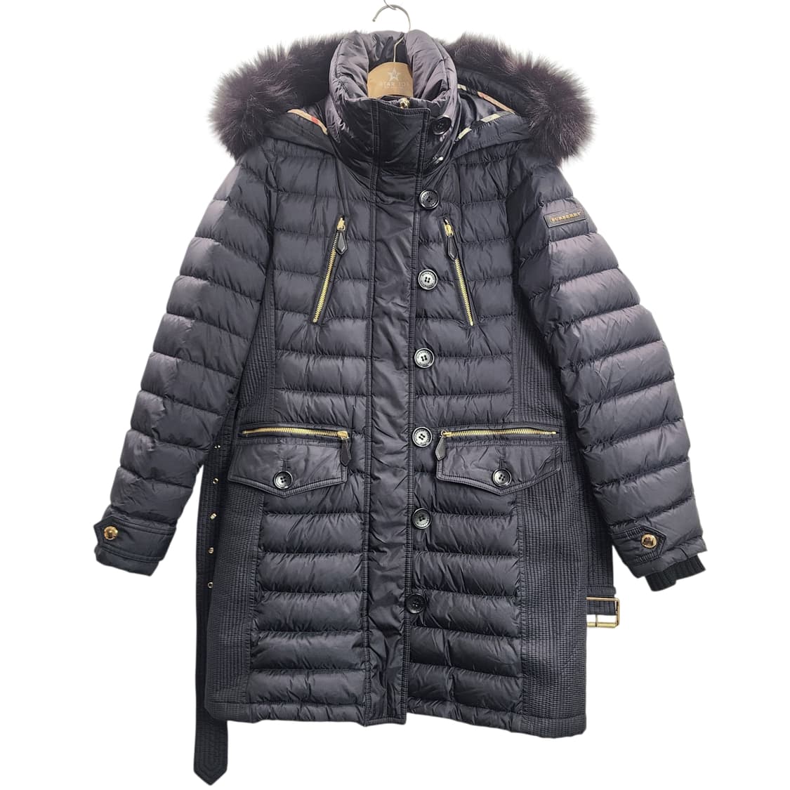 [S] Burberry 버버리 폭스 퍼 트리밍 후드 다운 필드 코트 상품이미지1