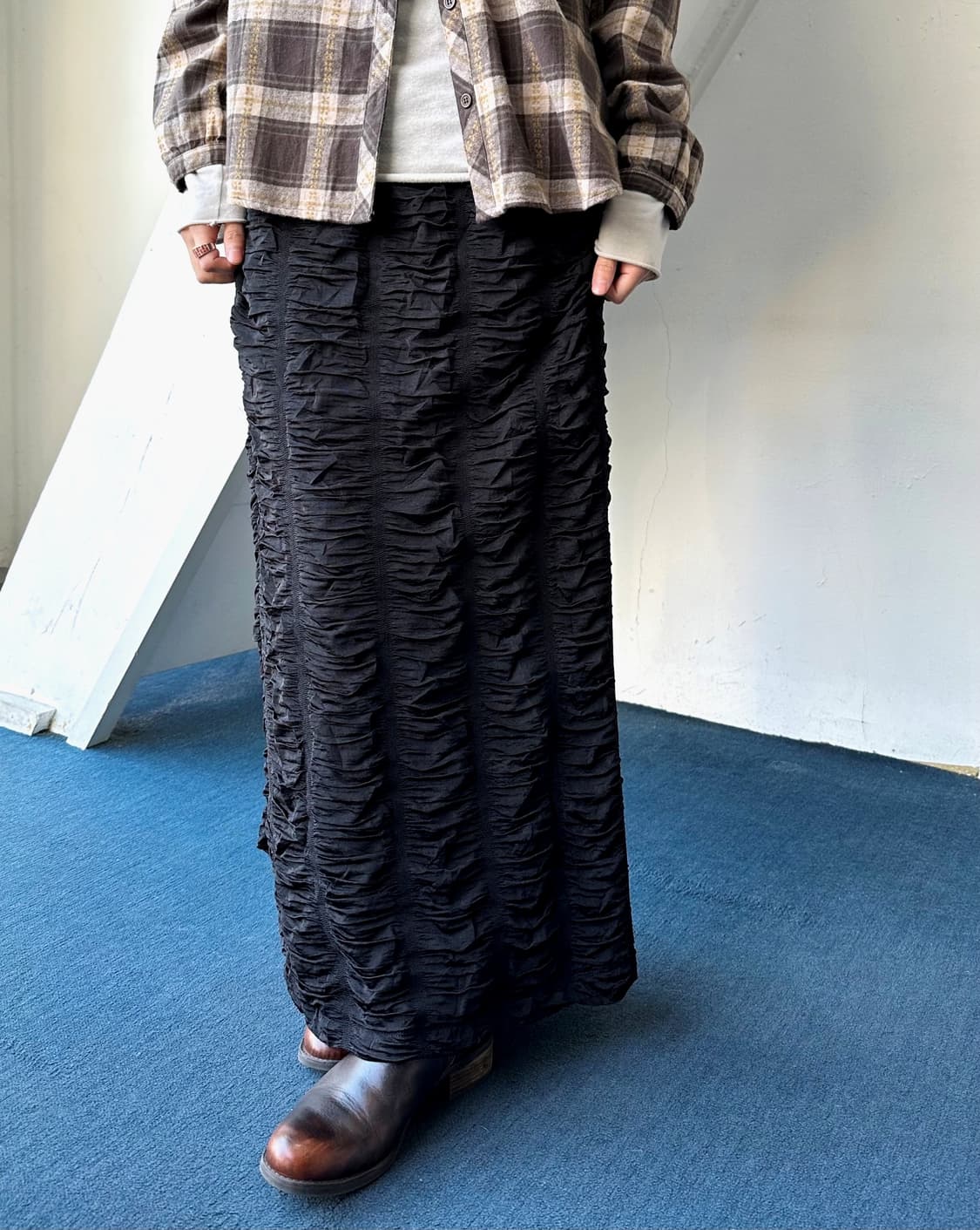 Volume shirring design long skirt 상품이미지2