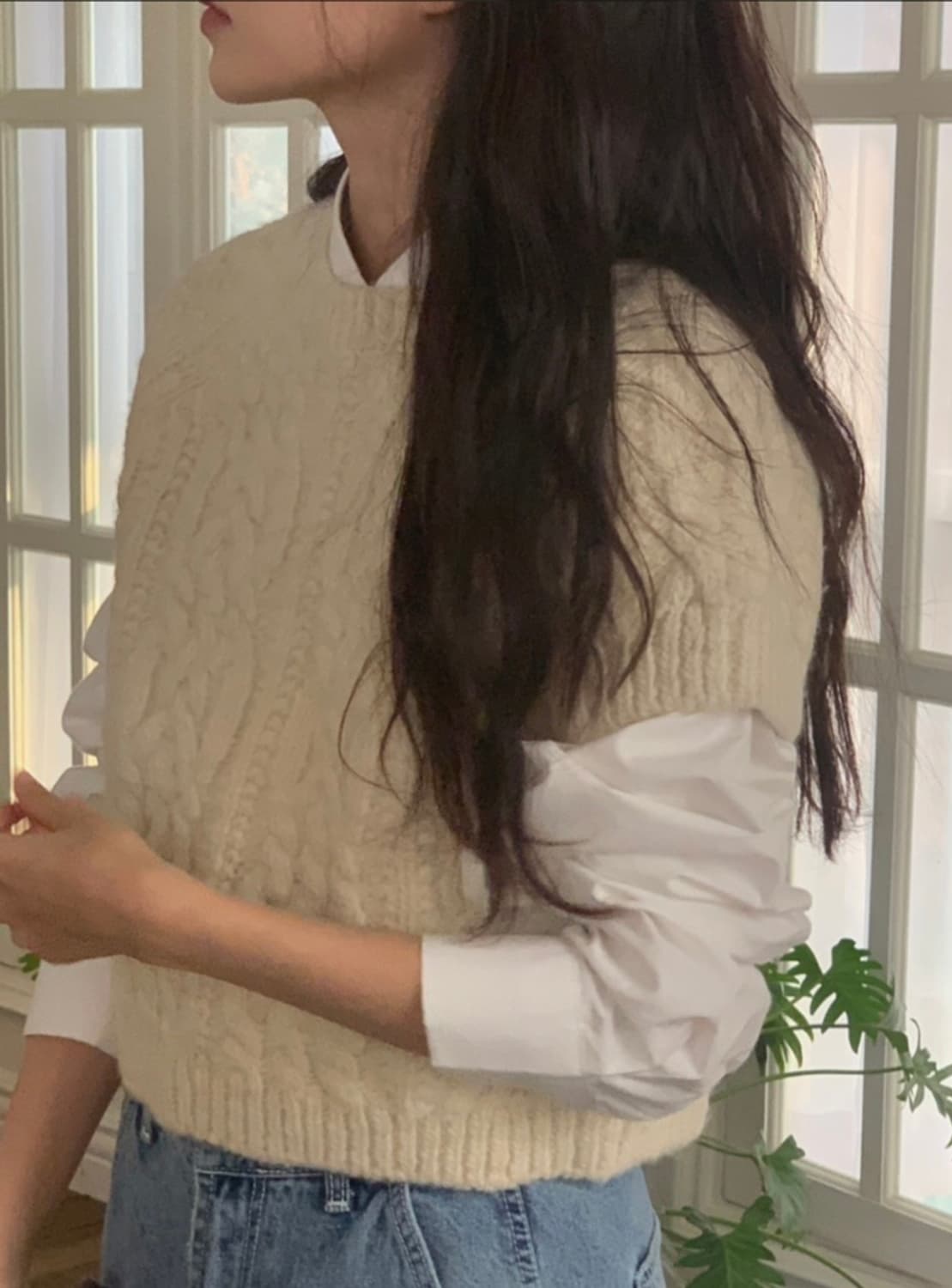 울 케이블 반팔니트 겨울용 (울100) 상품이미지2