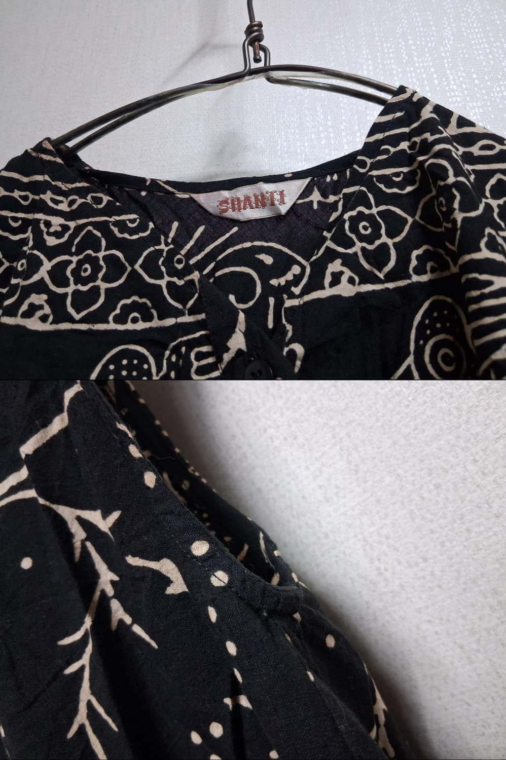 일본수입 SHANTI 인디아 코끼리 블록 프린트 루즈핏 면나염 롱원피스  상품이미지5