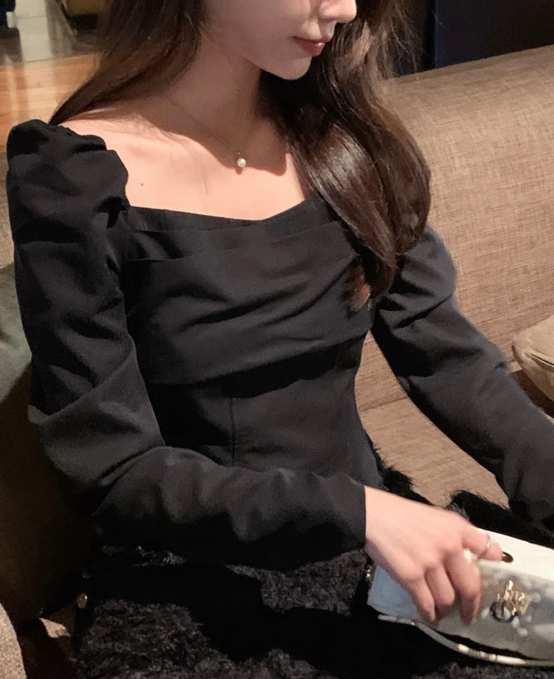 제니오 클린스퀘어 블라우스 (블랙, s) 상품이미지1