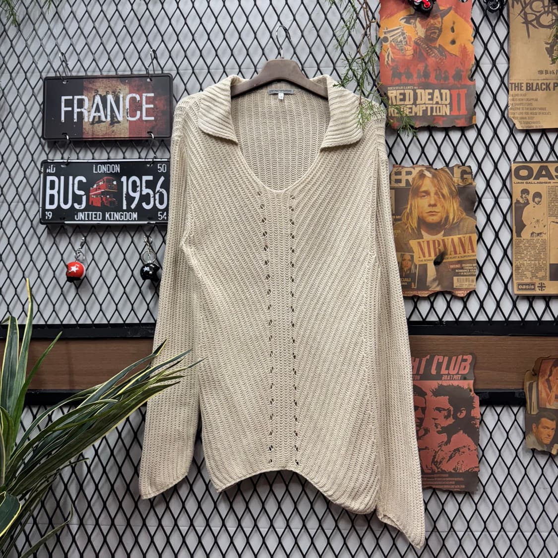 00s 엠포리오 아르마니 니트 브이넥 카라 썸머 니트 아이보리 상품이미지1