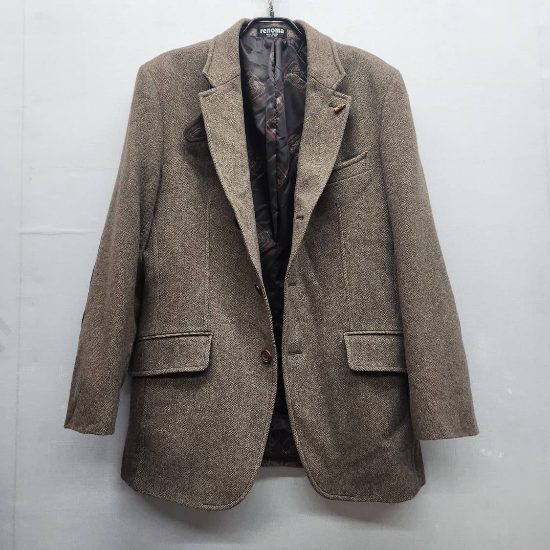레노마옴므 헤링본패턴 울 엘보패치 블레이저 L 상품이미지3