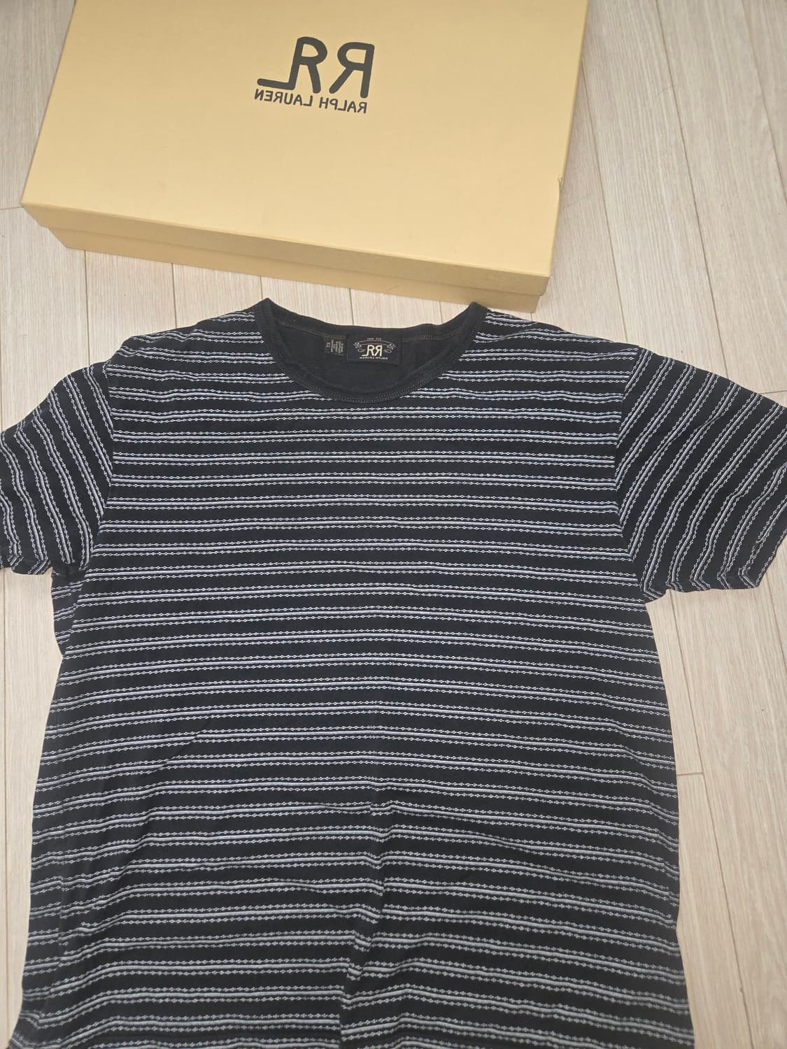 RRL 블랙스트라이프 프린팅 반팔티 (XL) 더블알엘 상품이미지1