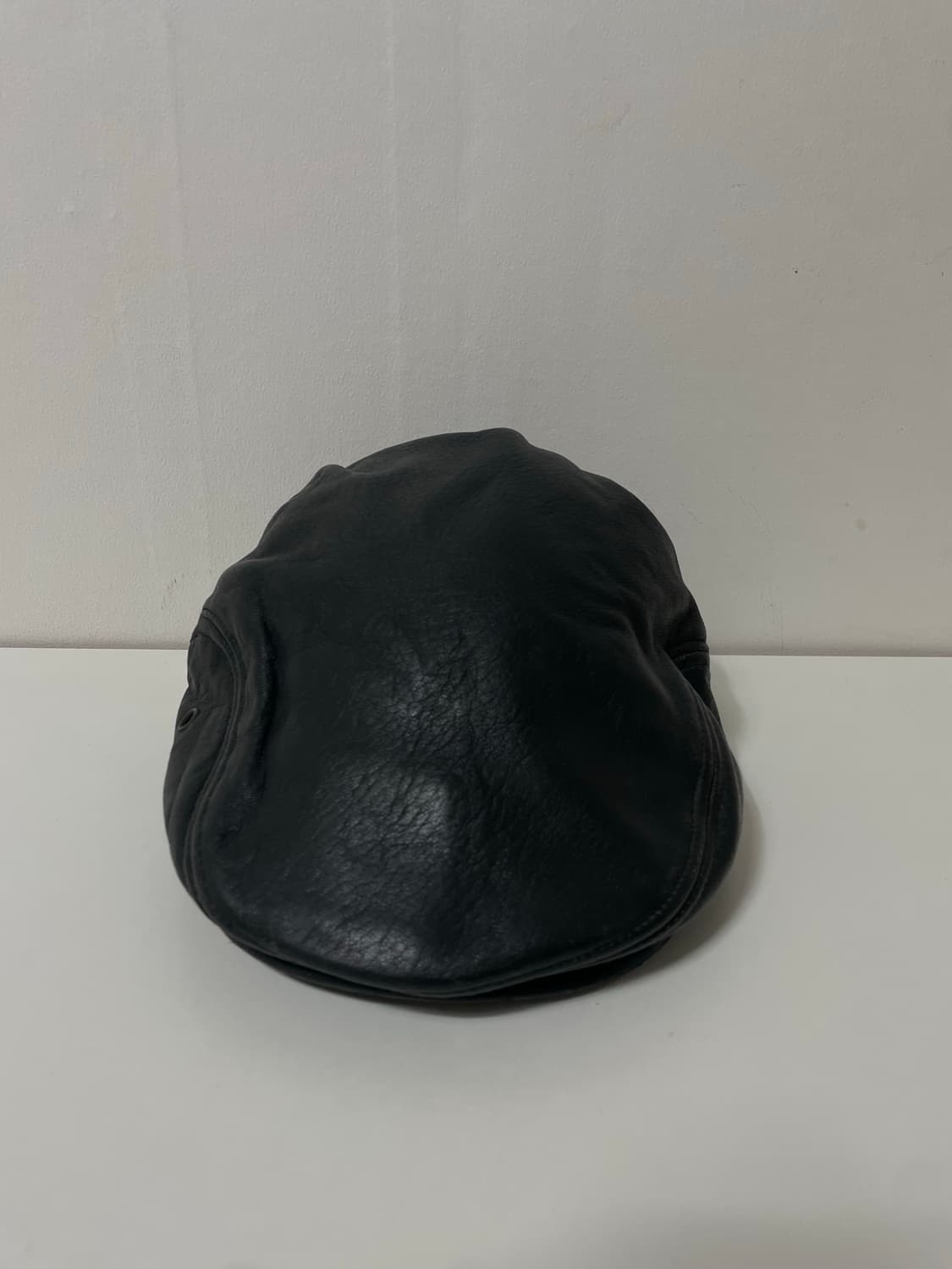 블랙 올드스쿨 레더 가죽 헌팅캡 모자 상품이미지1