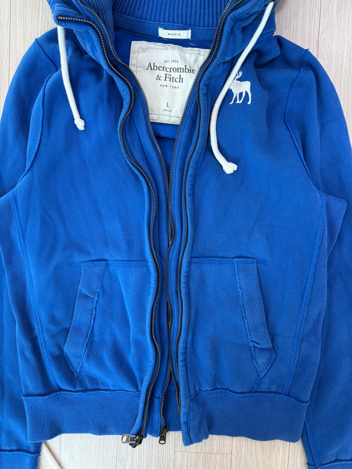 아베크롬비 순록 로고 후드집업 블루 상품이미지4