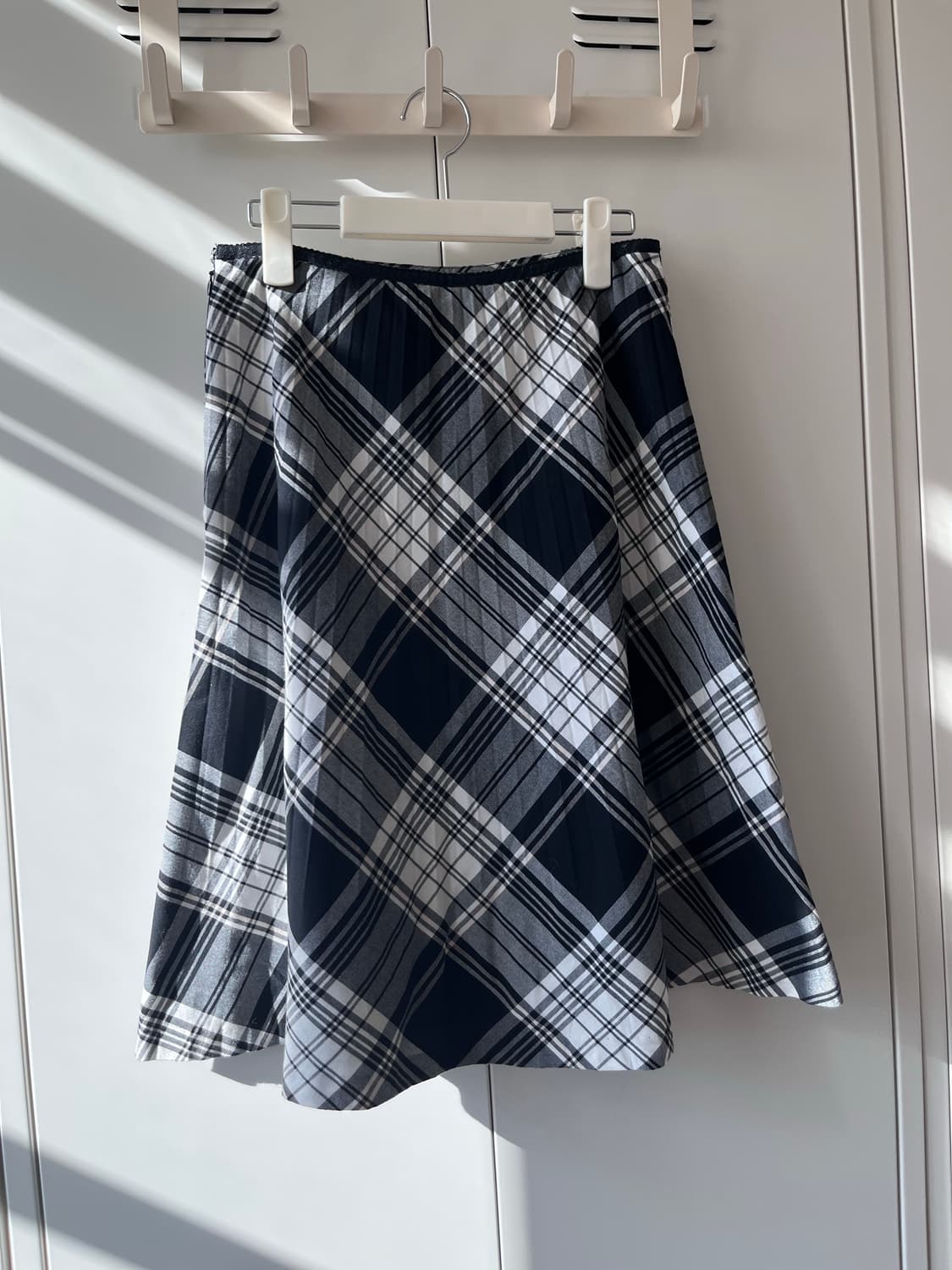 Vintage 체크 주름 플리츠 미디 스커트 상품이미지3