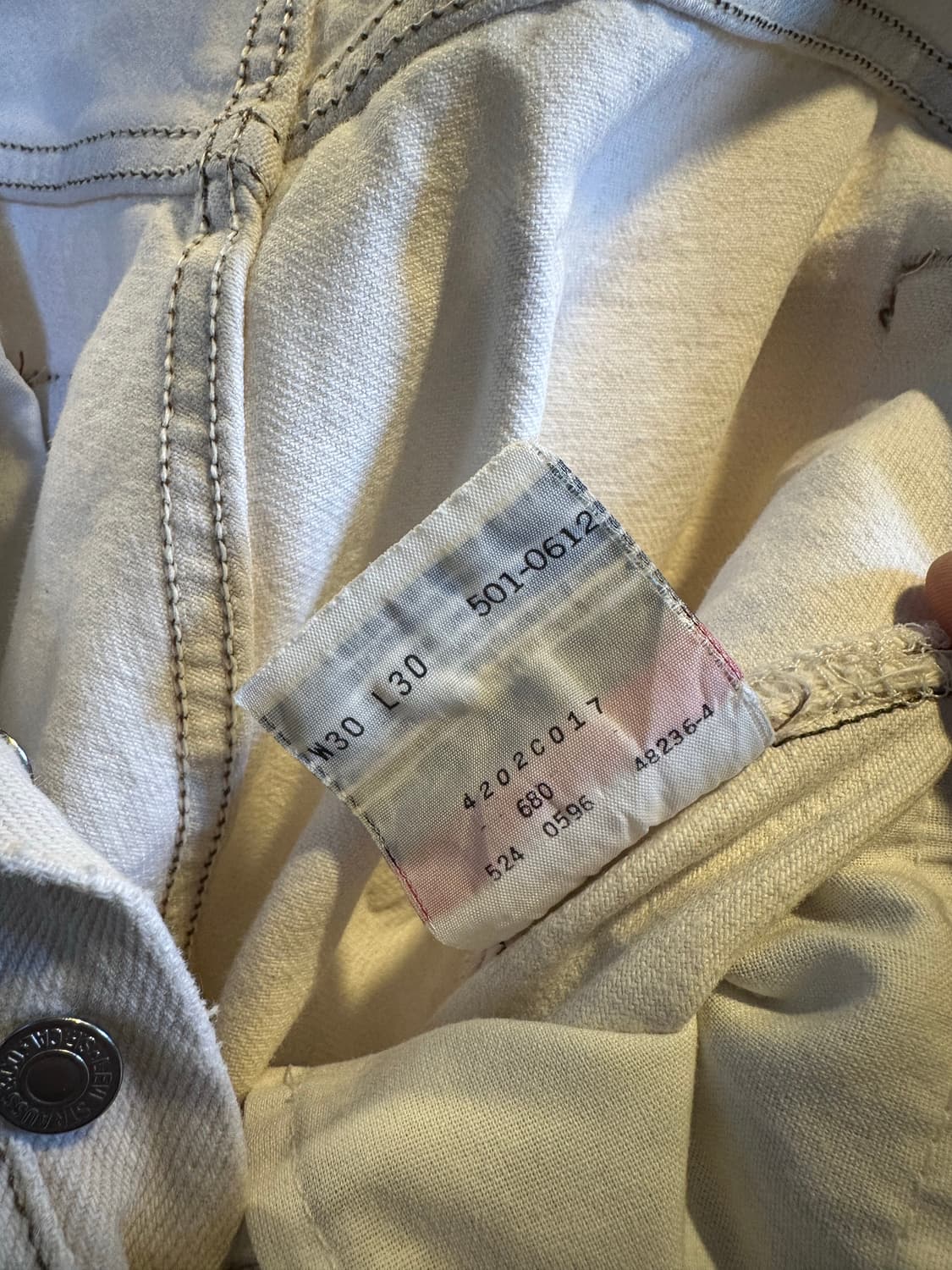 90s 리바이스501 화이트 데님 팬츠 30x30 made in usa 상품이미지9