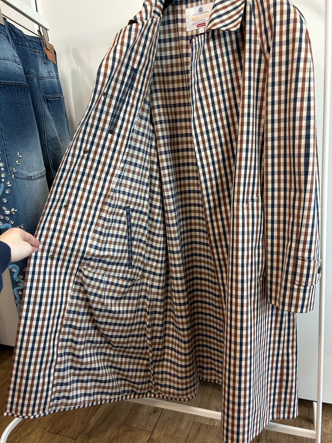 슈프림 x 아쿠아스큐텀 깅엄 체크 맥코트 상품이미지9