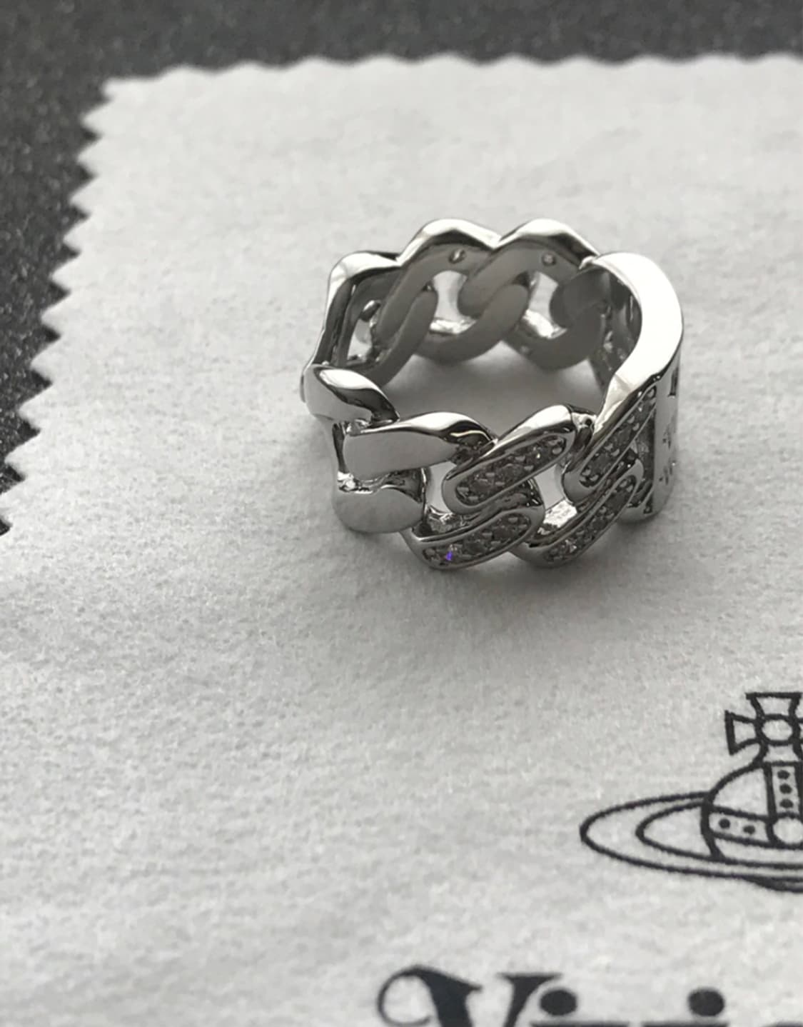 비비안웨스트우드 아카이브 크리스탈 체인 레터링 orb 각인 디테일 반지 상품이미지5