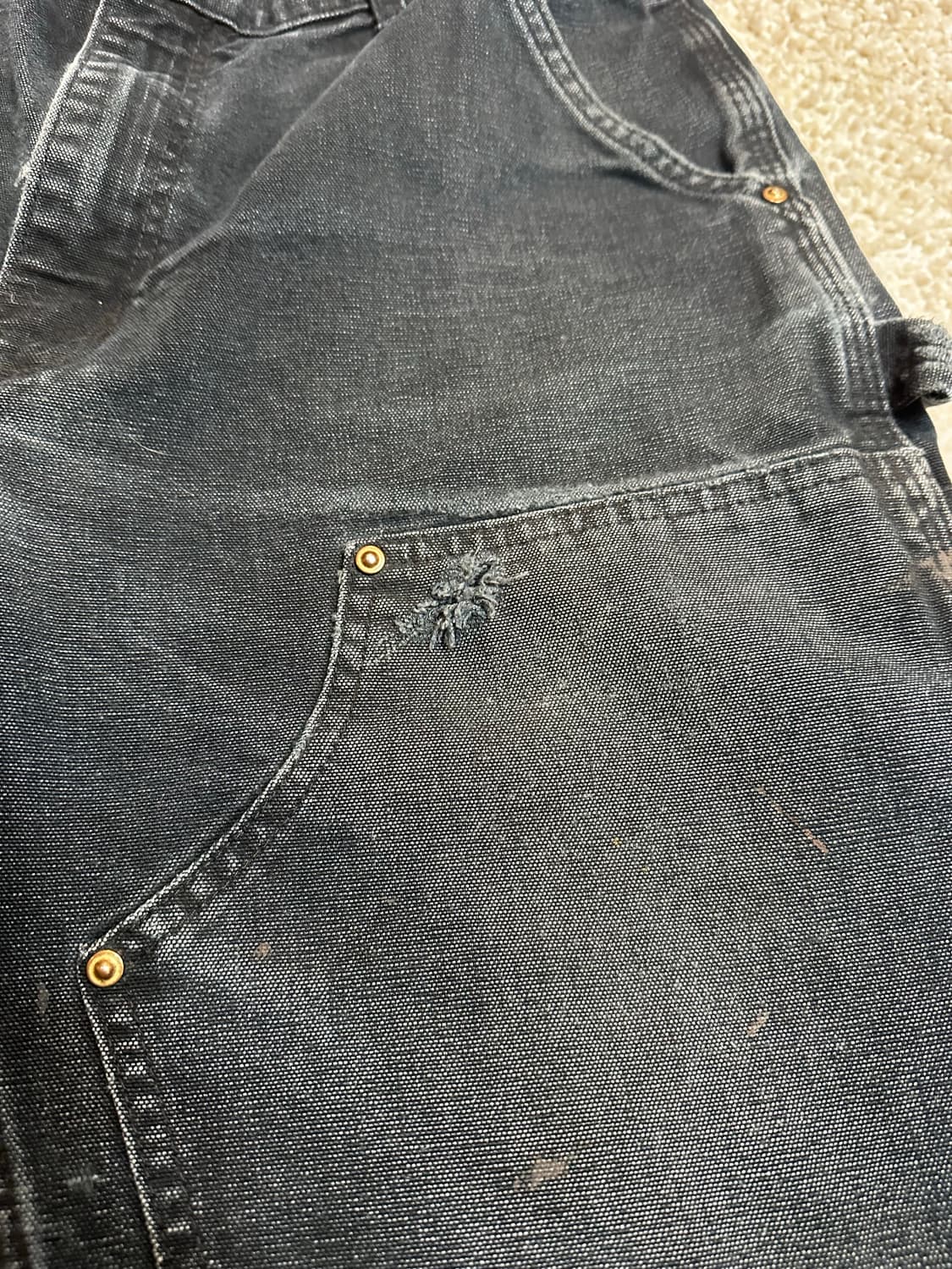 빈티지 칼하트 미국제조 더블니 블랙 33 상품이미지3