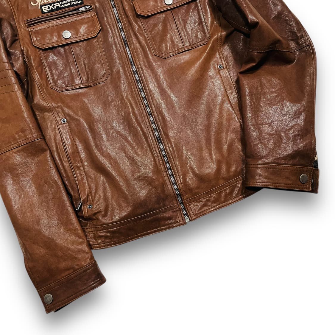 EXR 2010s 웨스턴 다크 브라운 바이커 양가죽 자켓 상품이미지4