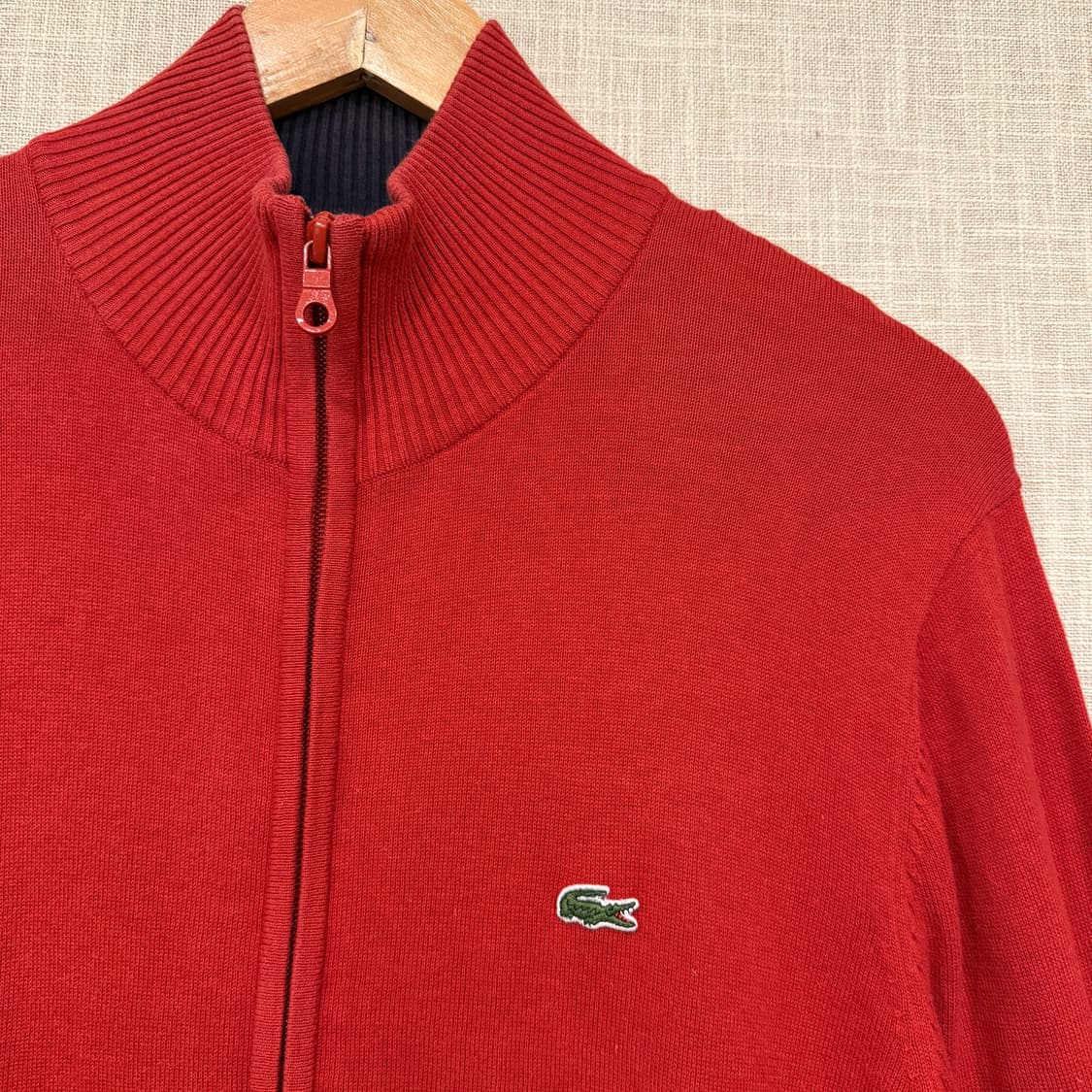 라코스테 라이브 투웨이 엘보우패치 니트 집업 4 레드 상품이미지2