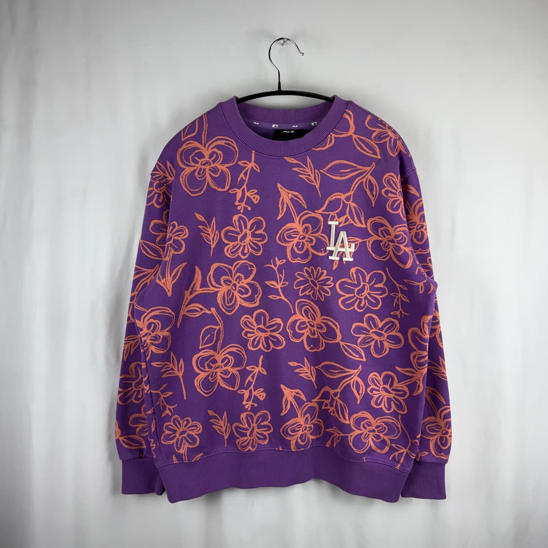 XS) MLB LA다저스 플라워 프린팅 맨투맨 퍼플 상품이미지2