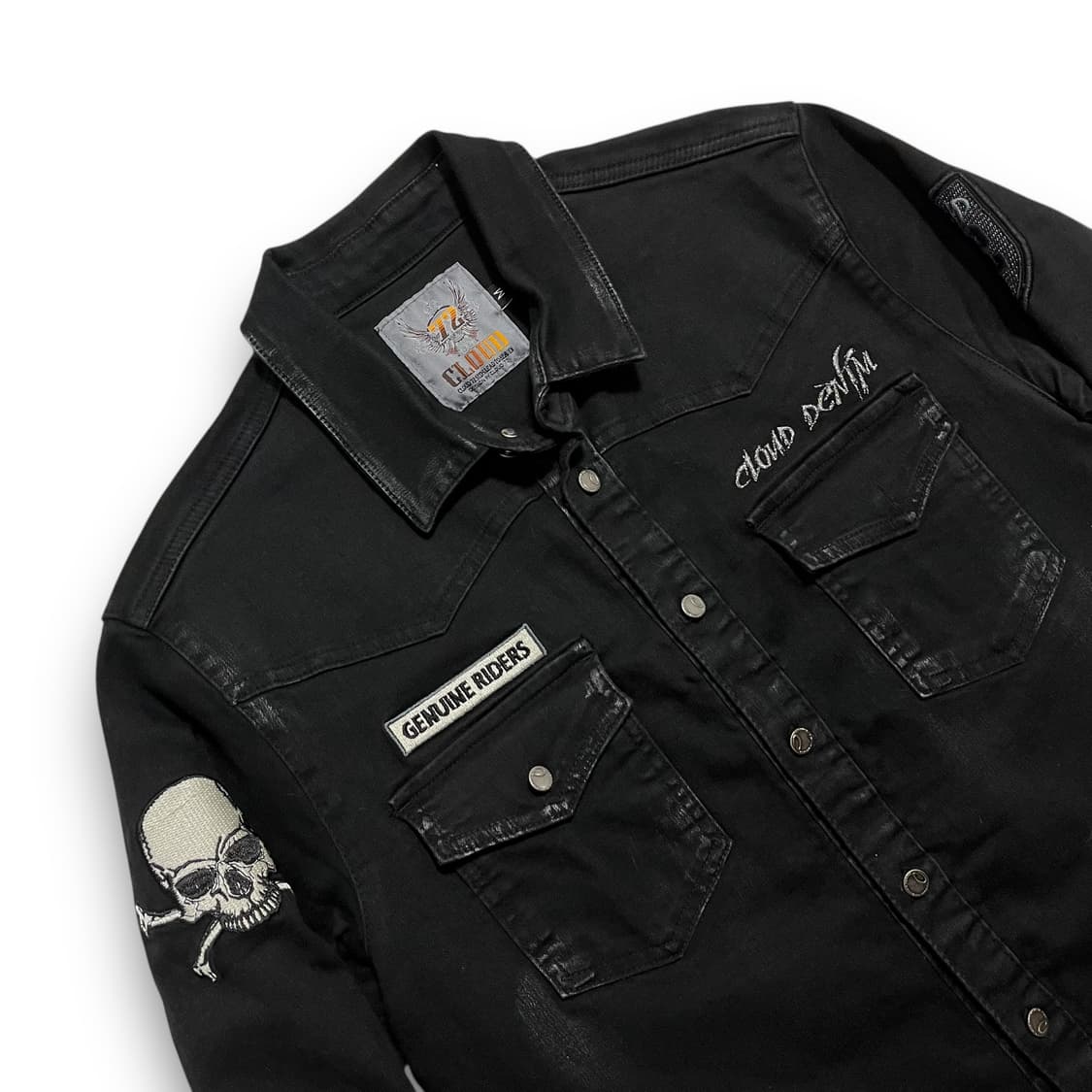 바이커 클라우드72 스컬 락시크 워싱 긴팔 셔츠 상품이미지4