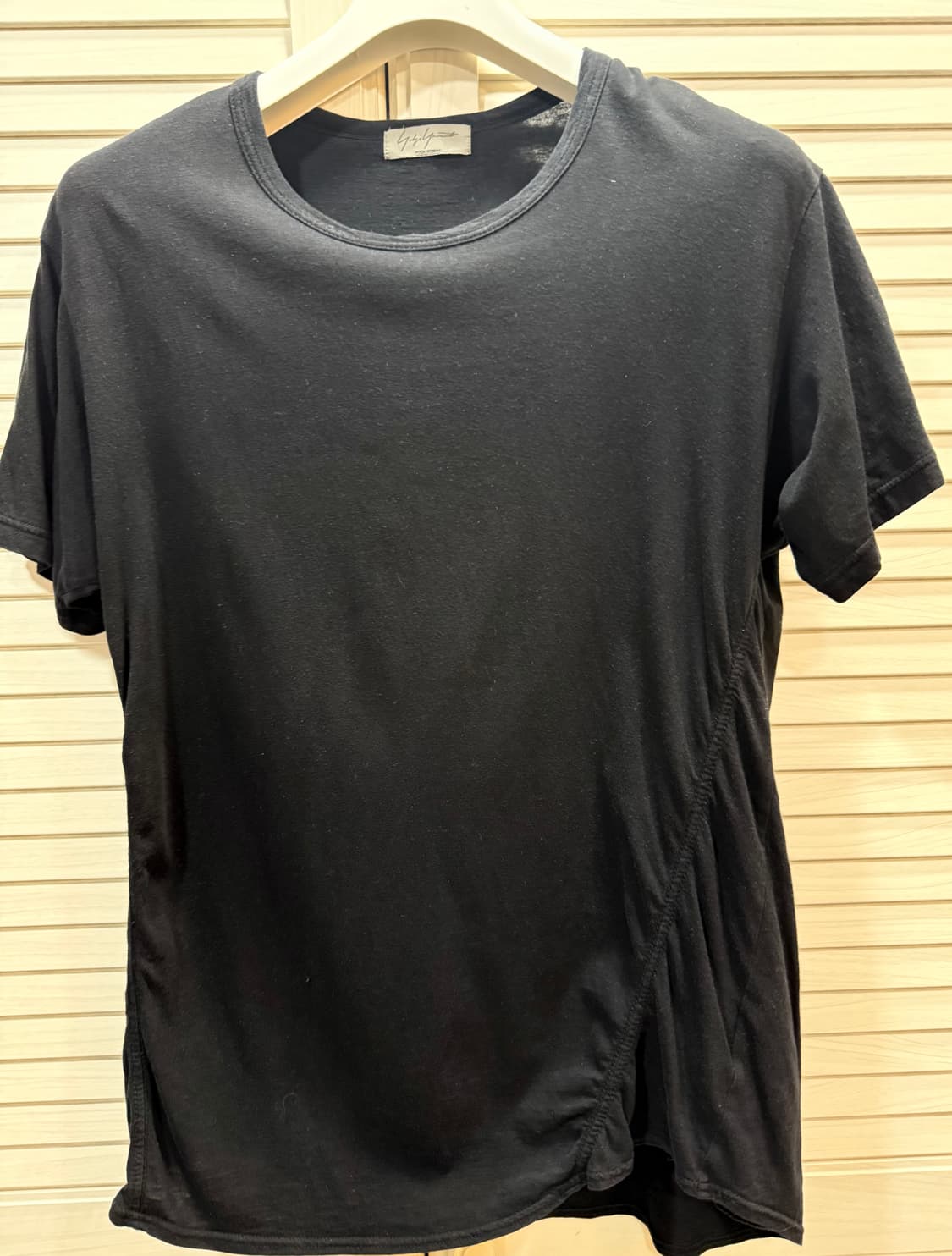 요지 야마모토 사선절개 주름 반팔티 상품이미지2