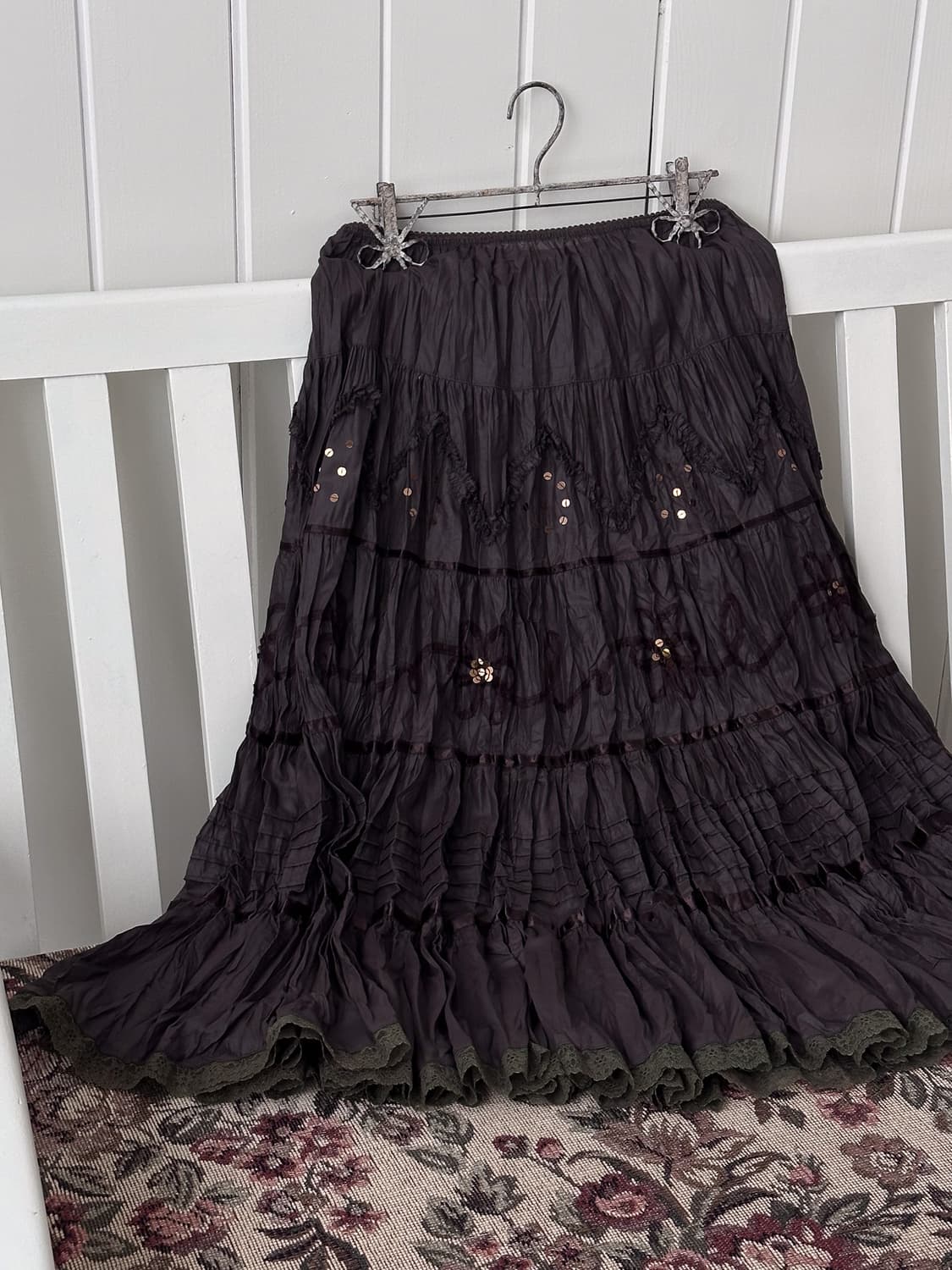 Floral Ruffle Beaded Skirt 0247 상품이미지2