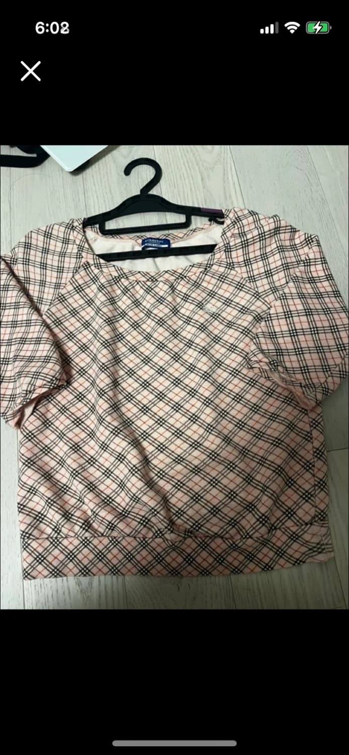 버버리 딸기체크 일본판 대장급 우먼 슬리브 티셔츠 상품이미지1