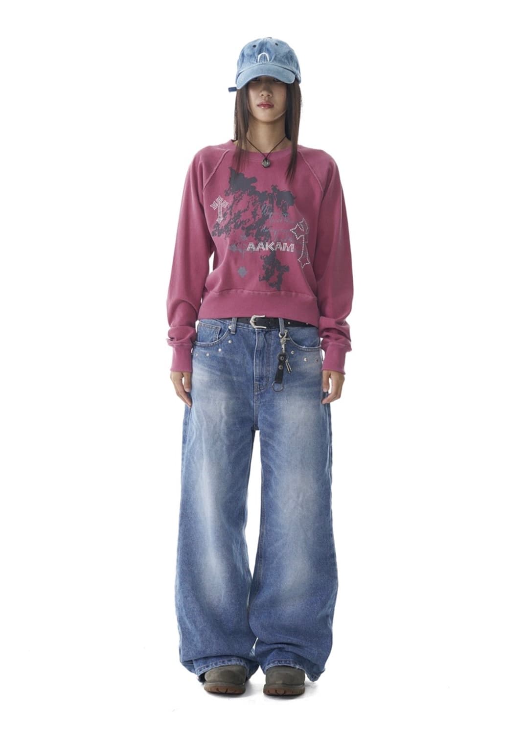 아캄 멀티 스터드 데님 팬츠 블루 상품이미지2