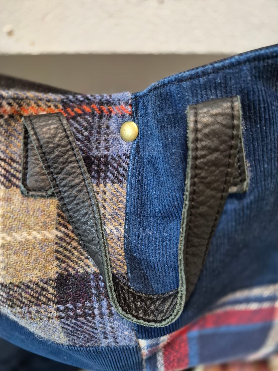 Harris Tweed 패치워크 체크 숄더백 토트백 상품이미지6