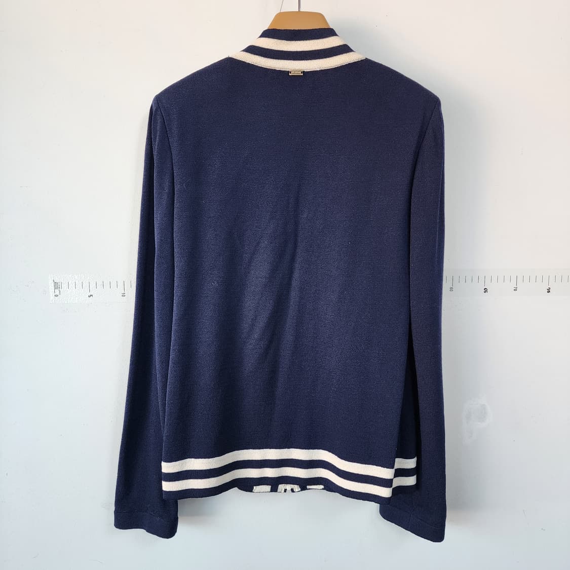 센죤 니트 집업 가디건 네이비 화이트 배색 상품이미지3