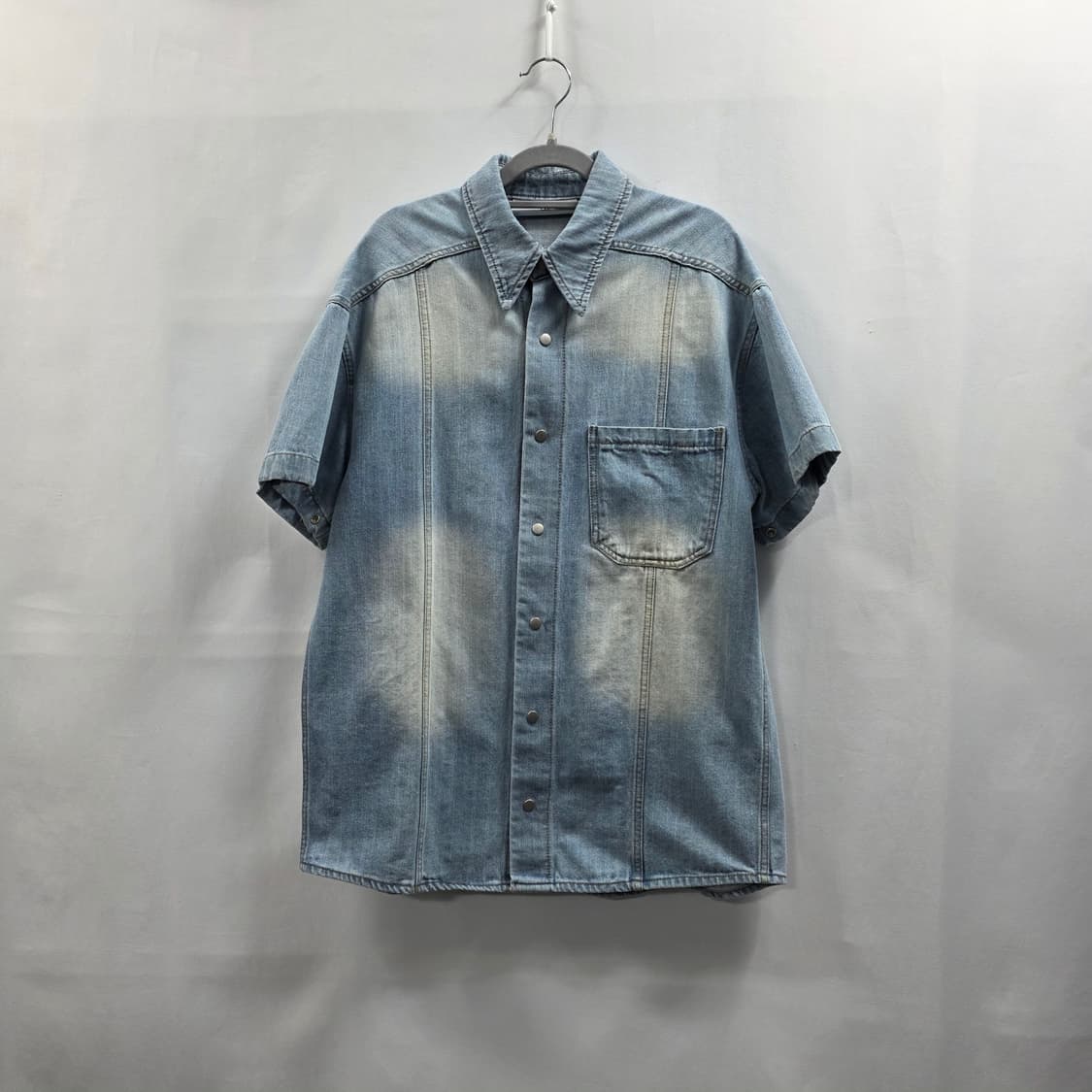 0170 데님리서치랩 빈티지 워싱 데님 반팔 셔츠 (M) 상품이미지1